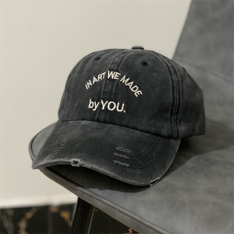 Casquette de Baseball avec lettres brodées pour femme, décontractée, style sauvage, avec visage, Version coréenne, avec trou pour le haut souple, Hip-hop: Gris foncé