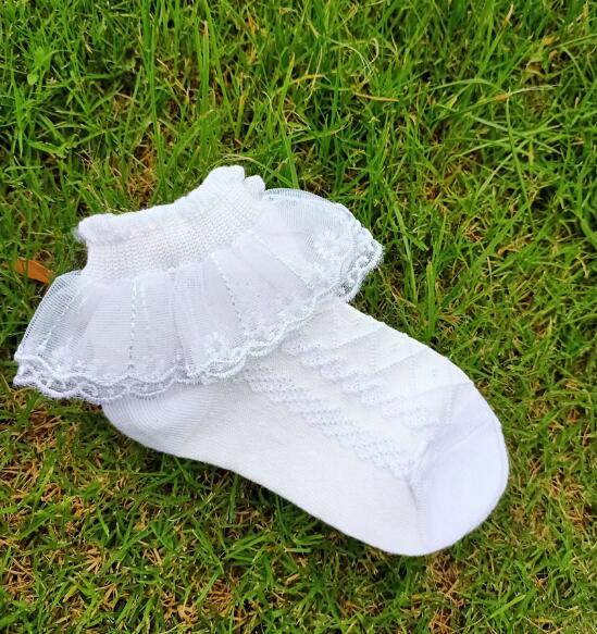 Baby Meisje Kant Sokken Lente Zomer Peuter Meisjes Parel Kant Prinses Sokken Baby Katoen Dunne Sok Pasgeboren Baby Doek: white double lace / 0 to 2year