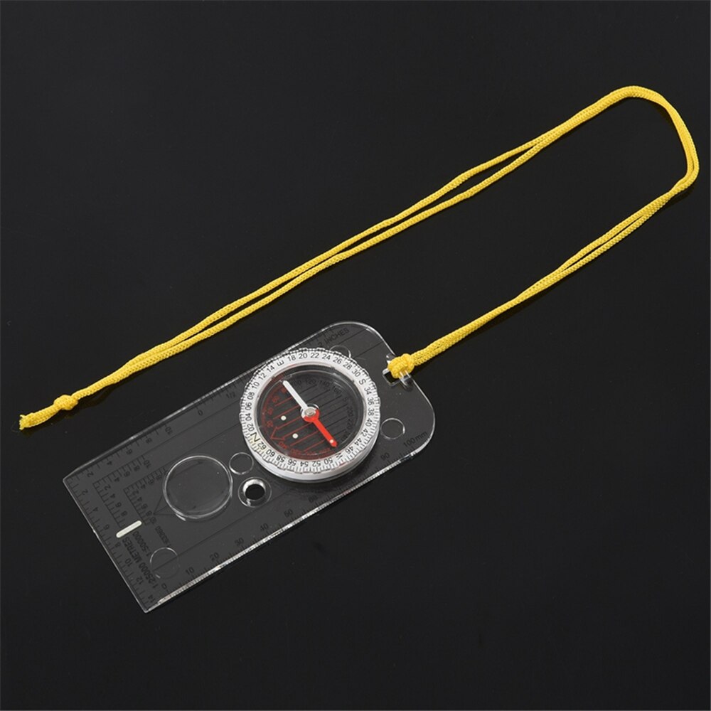 Outdoor Compass Ruler Surveying Map Scale Measuring For Hiking Camping Drawing Tool Lanyard Light Weight And Portable.