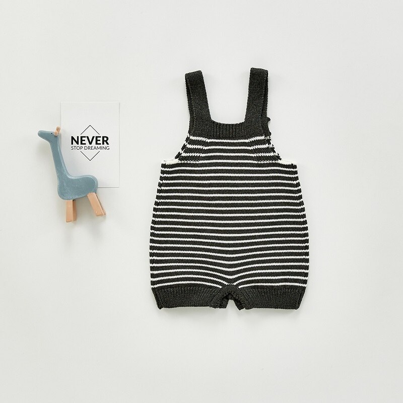Printemps automne vêtements pour bébés rayé poche tricot Nebworn bébé filles garçons barboteuse coton gilet mignon laine ensemble tenues pour tout-petits