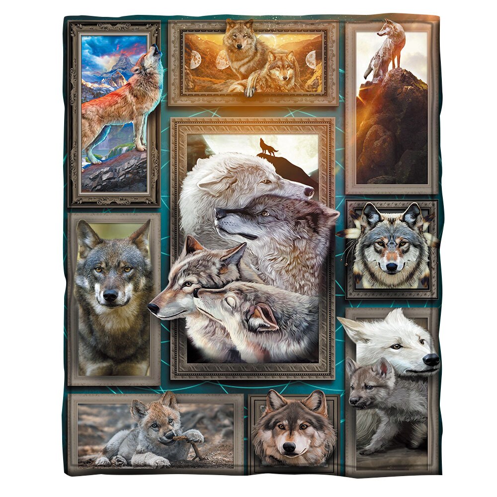 Wolf 3d bedrukte fleece deken bedden wandelen picknick dikke modieuze sprei sherpa deken 05: 2 / Kind 130( uur )150( weken)