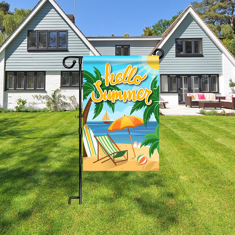 2 Pack Garden Flag Stand Holder Easy to Install Strong and Sturdy Wrought Iron Yard Flag Pole with 2 Pair Garden Flag Stopper