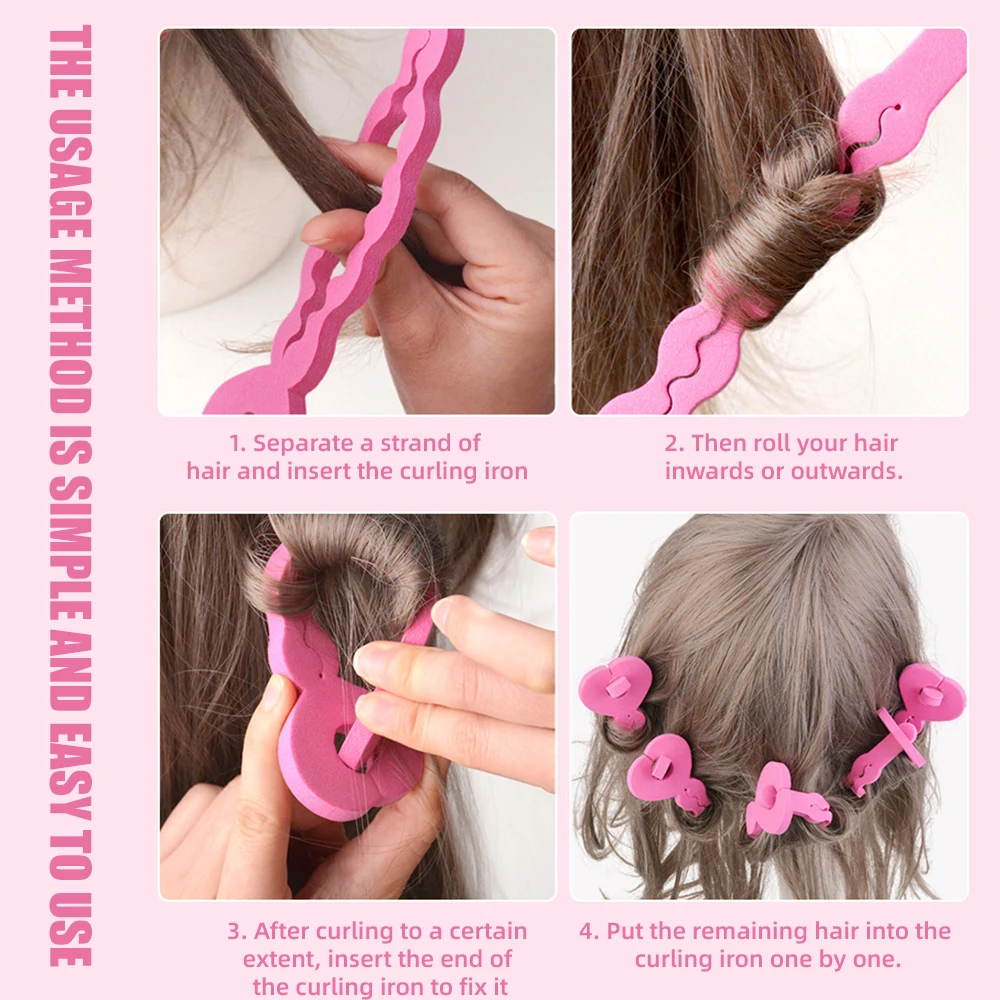 6 Stuks Haar Spons Rollers Set Roze Flexibele Zacht Schuim Zwaaien Curling En Styling Rollers Voor Vrouwen Haar Diy Kapper accessoires