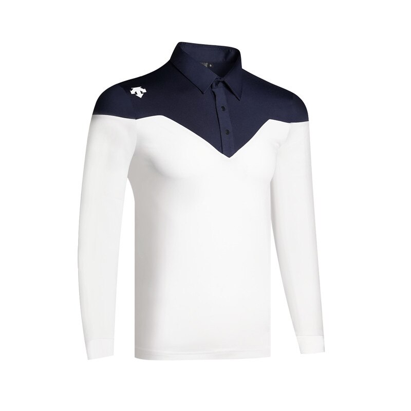 Golf mænds langærmet golfpoloshirt: Hvid / L