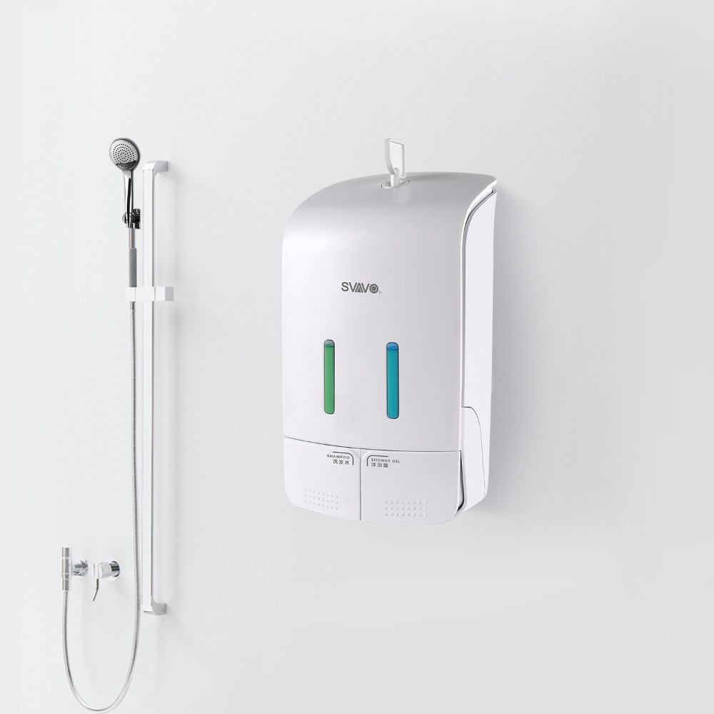 Wall Mounted Double Manual Liquid Soap Dispenser Hand pressing Shower Body Lotion Shampoo manual soap dispenser 550ml*2