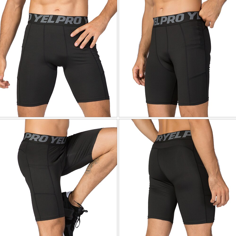 3 pakke løpeshorts for menn hurtigtørkende trening fitness kompresjon gymshorts aktive treningsundertøy sportstights med lomme