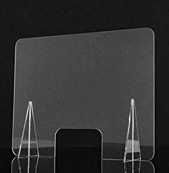 Mampara Metacrilato 4mm 80x100 Con Soporte Protección para oficinas Mampara Mesa Recepción Barrera Transparente Atención cliente