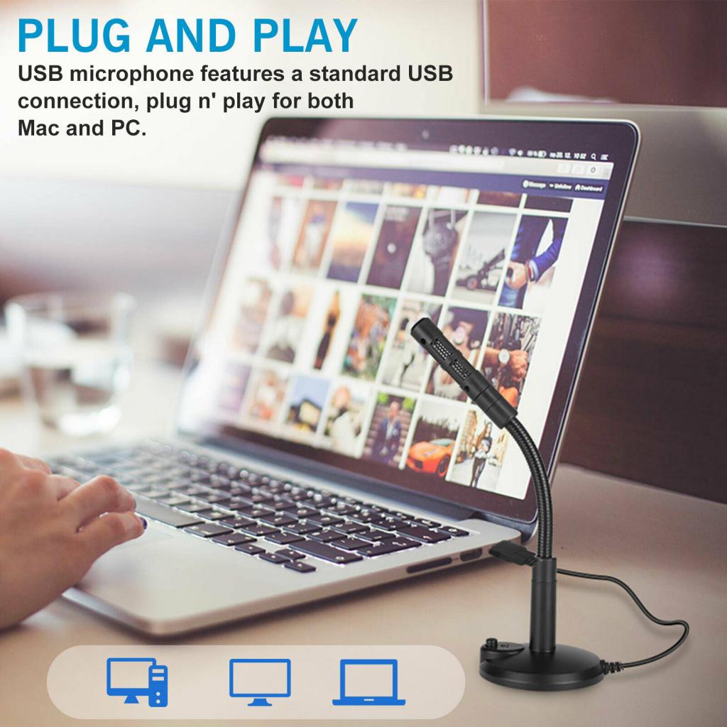 USB Desktop Noise Cancelling Mic Microphone for PC Computer Laptop
