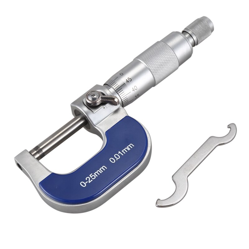 Outside Micrometer Vernier Scale Thickness Measuring Tool 0-25mm Range 0.01mm Resolution