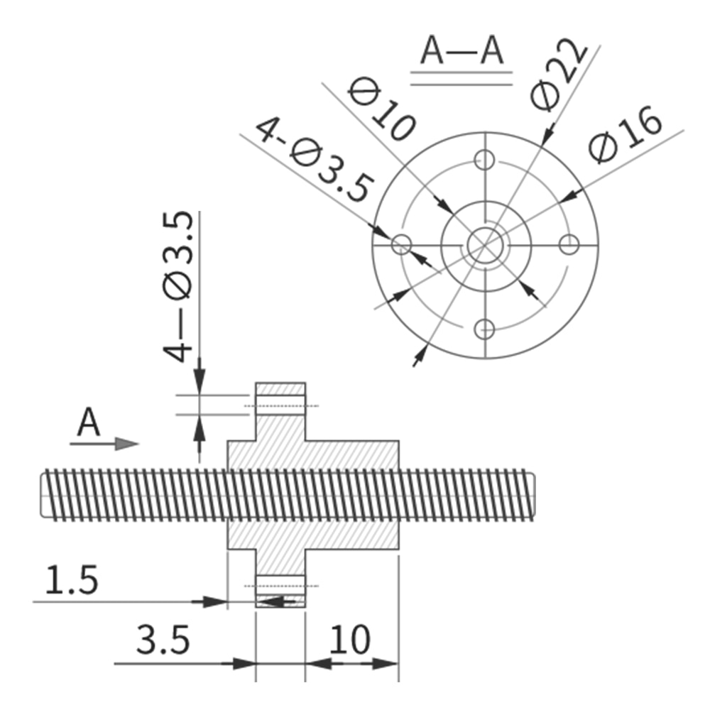 Trapezoidal T8 Lead Screw 2mm Lead 200mm 250mm 300mm 350mm 375mm 400mm 450mm 500mm with Brass Nut for 3D Printer Z Axis
