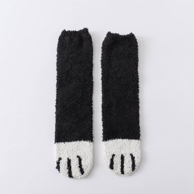 Calcetines gruesos con estampado de huellas de gato para mujer, medias con dedos de animales, de dibujos animados, de cebra, Tigre y gato: 5
