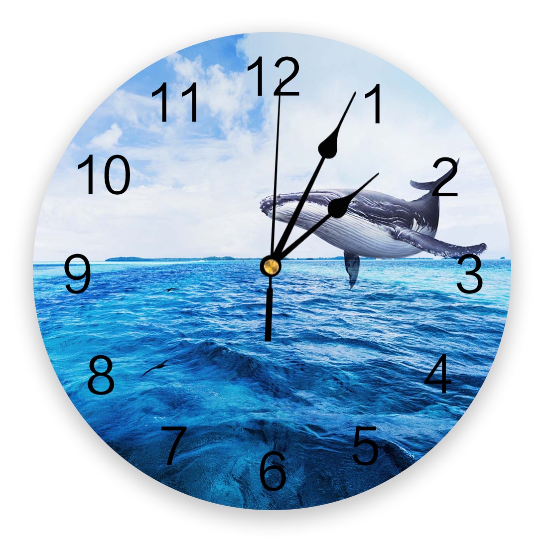 Whale In The Blue Sea Wall Clock Wall Digital Clock Home Decor Wall Clock Modern Living Room Decor