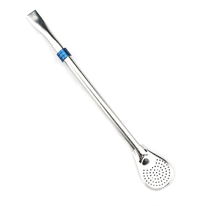 Reusable Metal Filter Drinking Straw Stainless Steel Coffee Tea Spoon Straw Detachable Spoons Drinking Straw Bar Tools: C-blue