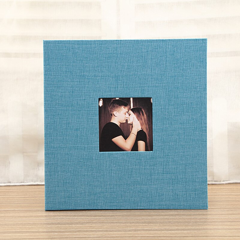 Diy linnen fotoalbum plakfolie handgemaakt plakboek zelfklevend trouwalbum geheugenfoto-opslag minnaar s 20 pagina's: Blauw