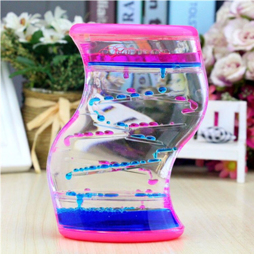 Youda Creatieve S-Vormige Olielek Twist Mooie Taille Olie Zandloper Ornament Slide Slide Olie Zandloper: Pink Blue