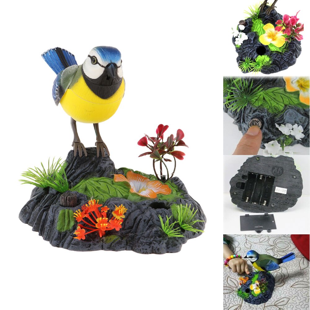 Aves Sing plástico de simulación alimentado por 3 baterías 1,5 V Decoración