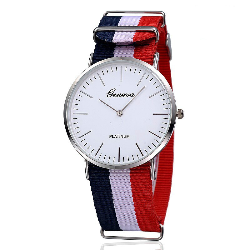Drapeau En Nylon Bracelet Montre Femmes style Simple or boîtier quartz montres hommes unisexe montre-bracelet décontracté zegarki damassé reloje