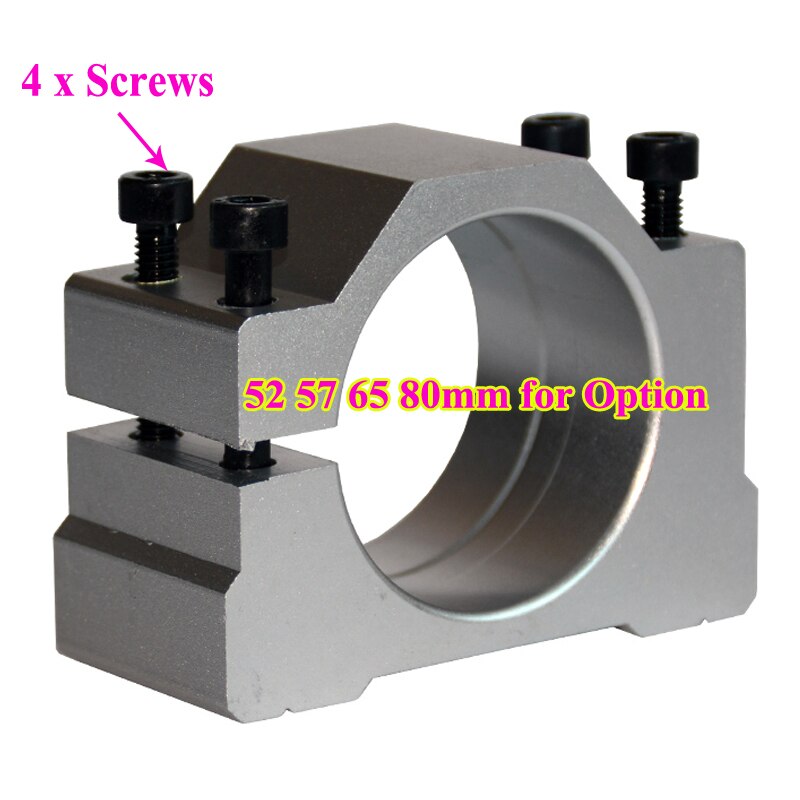 1PCS CNC Router Spindle Motor Clamp Mounting Bracket Diameter 52mm 57mm 65mm 80mm Aluminum Fixture Clamp Holder with 4 Screws