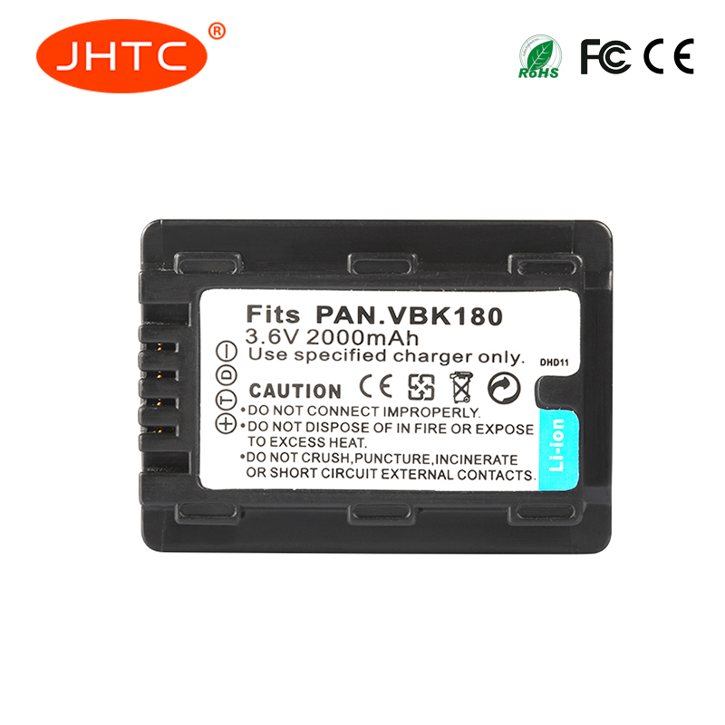 Batterie de caméra VW VBK180, pour Panasonic HC-V700MGK HC-V10GK HC-V100GK HC-V100MGK HC-V500GK HC-V500MGK VW-VBK180 2000mAh