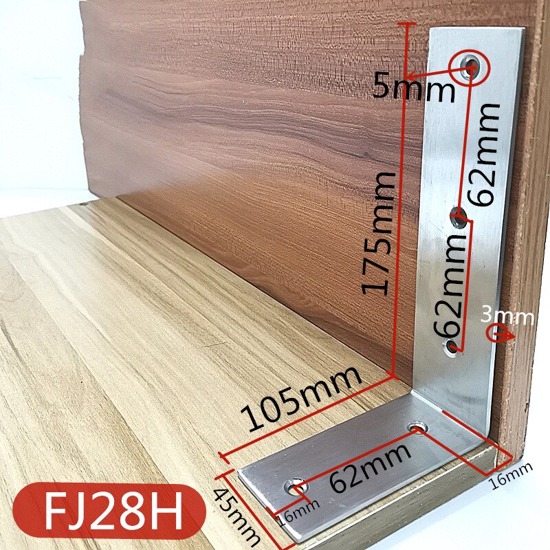 90 Degree Thickened Stainless Steel L-shaped Angle Bracket Fixed Bracket Connector Laminate Bracket Support: FJ28H
