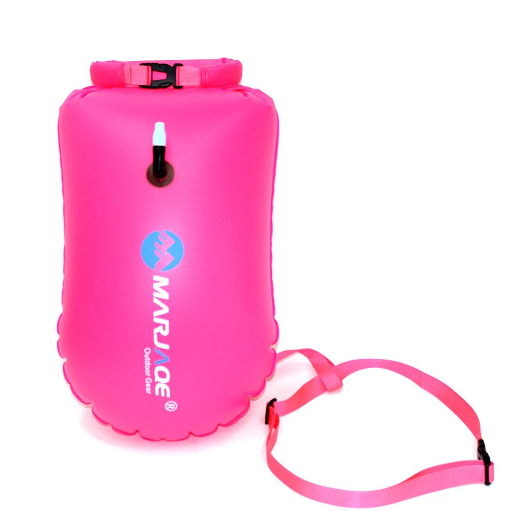 Portable 20L Safety Swimming Buoy Inflatable Lifeguard Float Dry Storage Tow Bag Wearable Waist Belt for Open Water Swimming