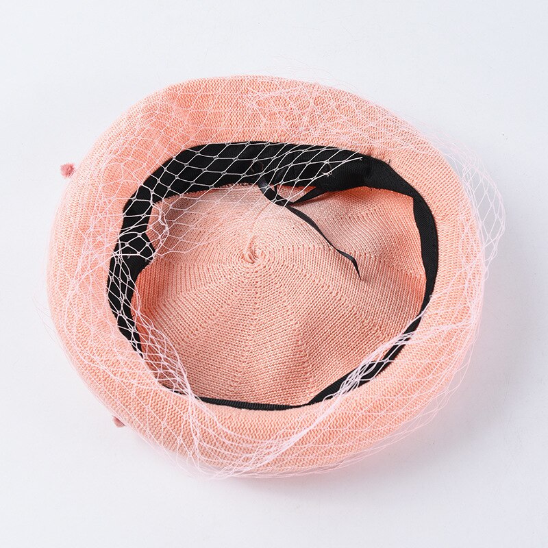 Fedora hoeden voor vrouwen dames fedora's wollen vilt mesh strik bloemen formele baretten retro baret britse mesh gaas stip pet