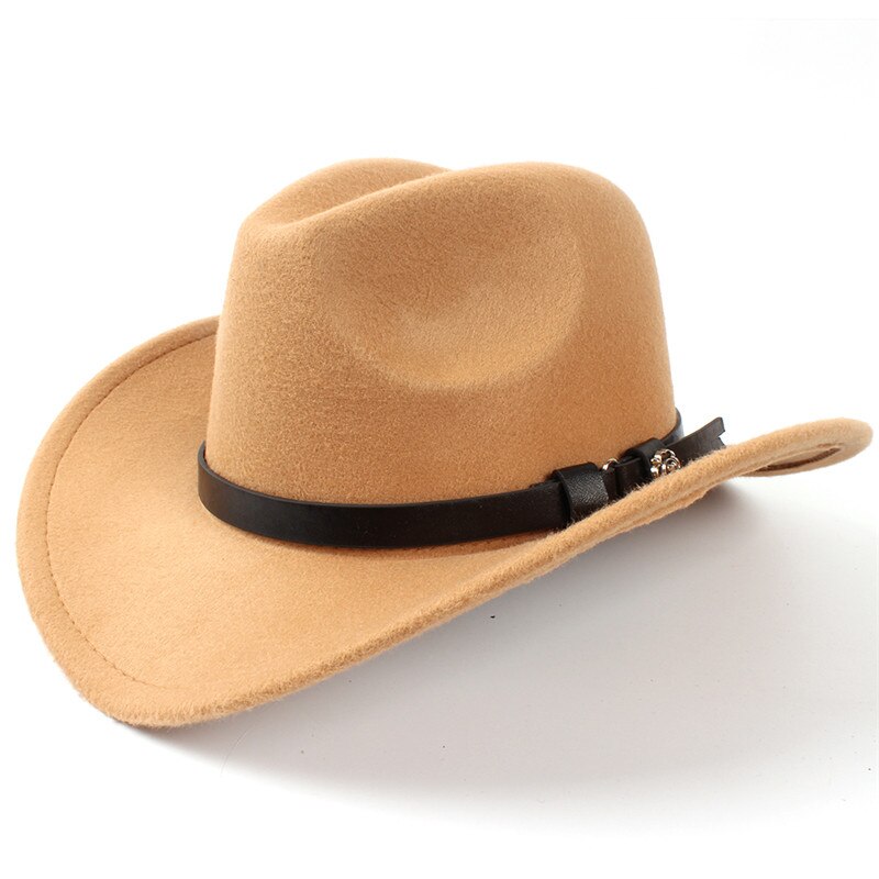 Naiset miehet villahuopa länsimainen cowboy hattu roll-up leveä lieri jazz cowgirl sombrero caps sie 56-58 r18: Khaki