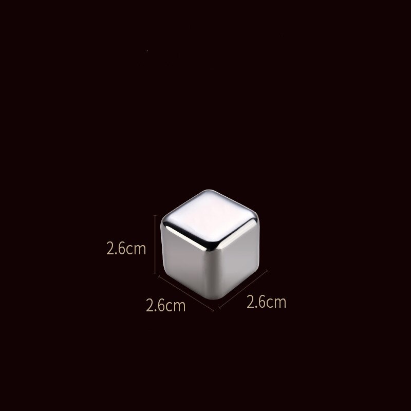Whisky Stones Ice Cubes Set Reusable Food Grade Stainless Steel Wine Cooling Cube Chilling Rock Party Bar Tool: 1pc