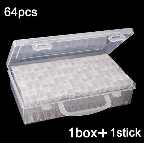 Caja de celosía 5D para manualidades, accesorios de herramientas de pintura de diamantes, Kits de contenedores de cuentas, organizador de almacenamiento, caja de partículas pequeñas, para el hogar, 64 Uds.: 64grid