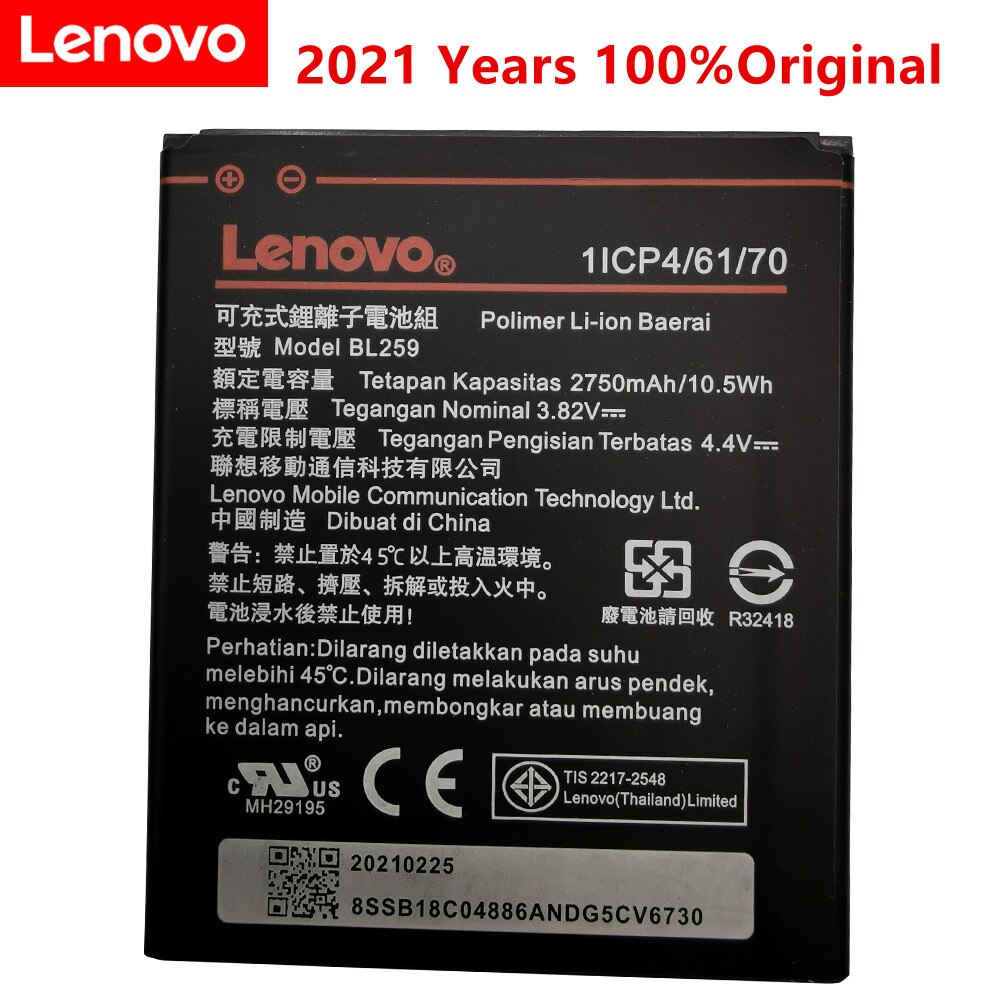 3.82V 2750Mah BL259 Voor Lenovo Citroen 3 3S K32C30 K32c36 Vibe K5 / K5 Plus / A6020a40 a6020 A40 Een 6020a40 Batterij