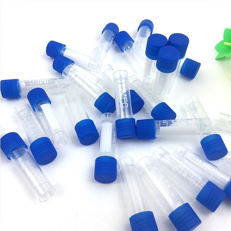 1.8ml Plastic Centrifuge Test Tube Vial Container Self Standing with Blue Screw Cap 100PCS