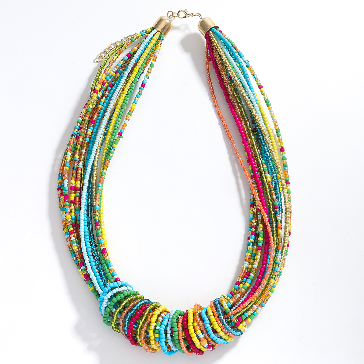 Collar bohemio de cuentas de arroz multicapa colorido para mujer, Color caramelo Vintage, vacaciones de verano, abalorio de playa, de joyería