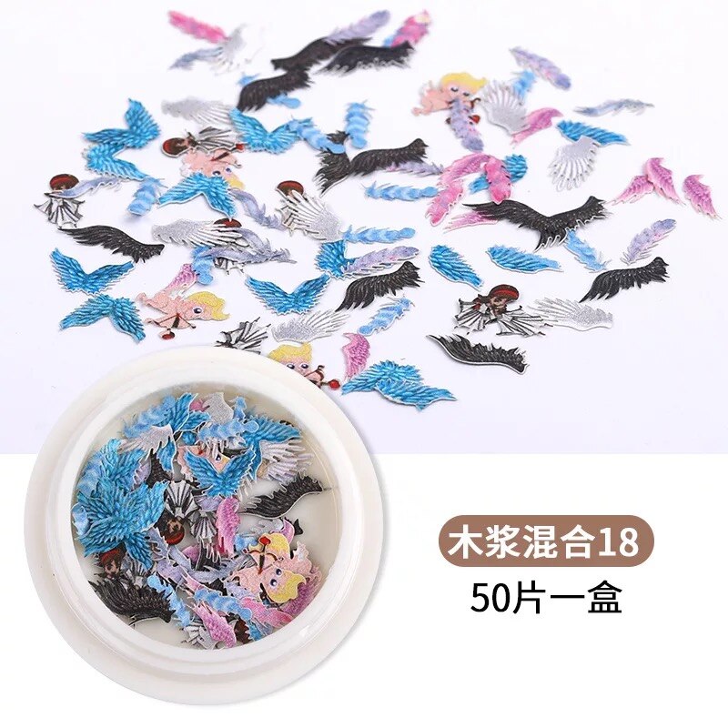 Neglekunst dekorationer negletilbehør tusindfryd blomster og blade blandet neglepasta ultra tynd neglefiner 3 dnail art 1 æske: 18