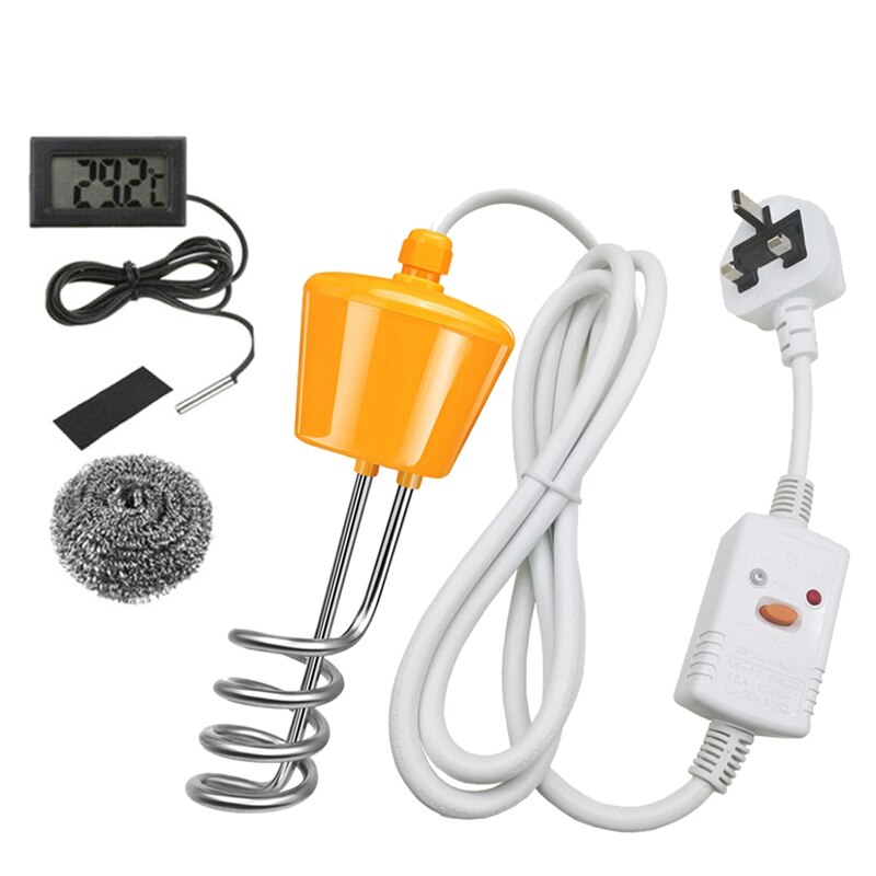 3000W Bucket Water Heater Floating Water Heater Immersion ss Boiler with Leakage Protection Switch/Thermometer: Default Title