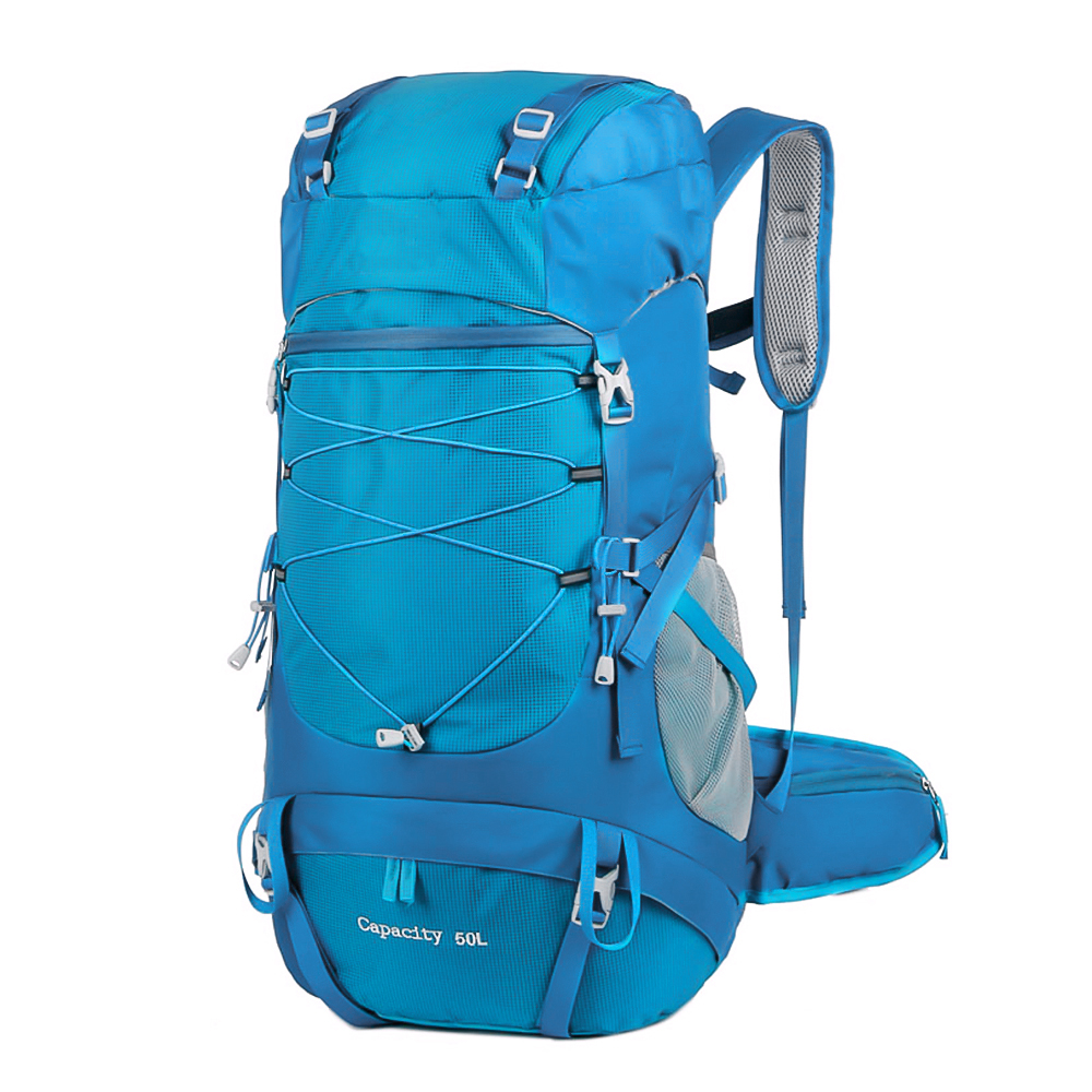 WESTTUNE 50L Wanderrucksack mit Regenschutz, multifunktionale Bergsteigertasche, Outdoor-Rucksack für Reisen, Trekking, Camping: Blau
