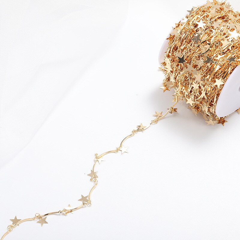 No Faded 1meter Chains Star Link Copper Chains DIY Jewelry Findings for Women Necklace Bracelet Making Supplies