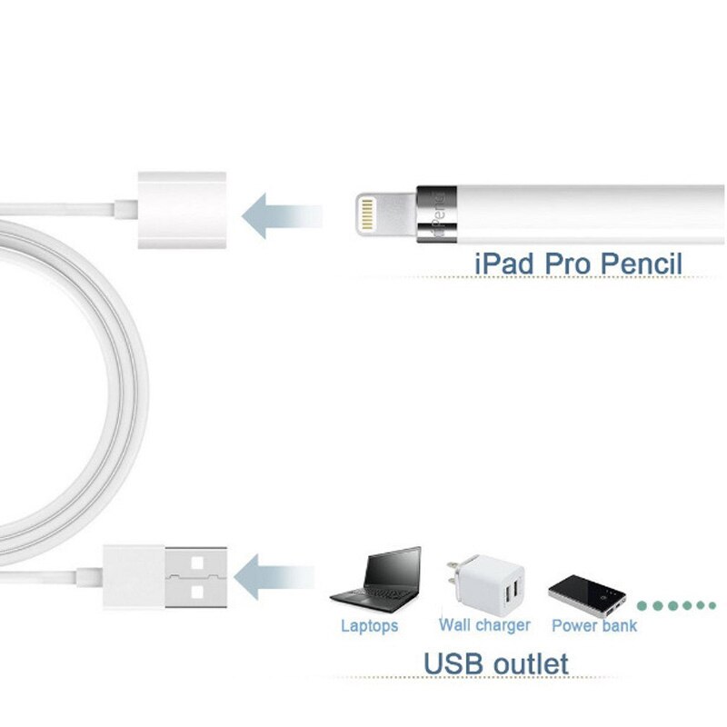 Apple pencil cableusb  to 8- polig hona laddkabel laddare för 9.7 10.5 12.9 ipad pro penna till usb-kabel
