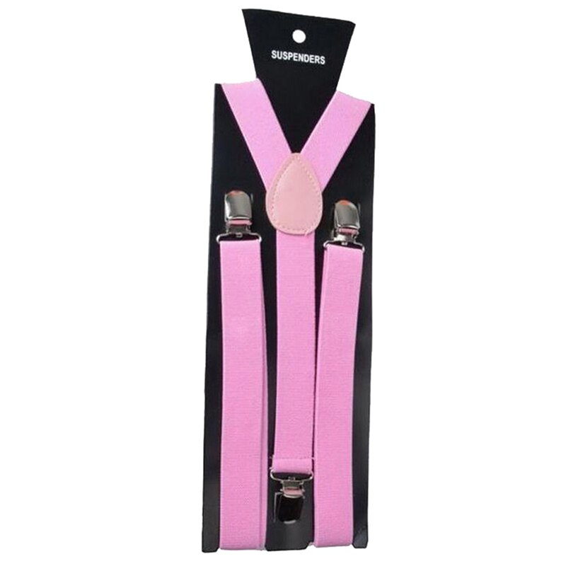 Justerbare elastiske seler til voksne unisex kvinder mænd y form elastiske clip-on seler bukser seler: Lyserød