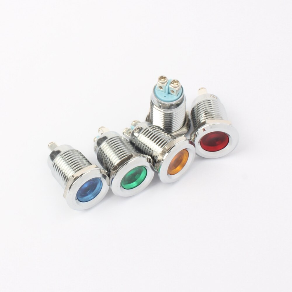 Led metal indikator signal strøm lys 12mm vandtæt 3v 6v 12v 24v 220v skrue terminal tilslut rød gul blå hvid 12 zsd.al