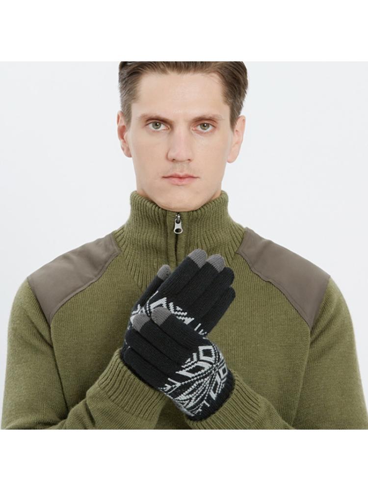 Homem inverno tela de toque floco de neve malha luvas quentes forro de pelúcia macio elástico manguito anti-deslizamento silicone ciclismo luvas