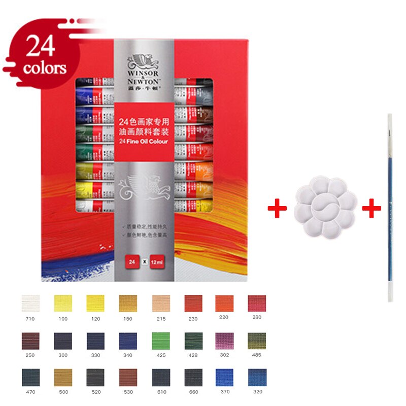 Winsor & newton 12/18/24 farver oliemaleri maling / pigmenter til kunstner tegning 12ml fine pasta oliemaleri pigmenter: 24 farver-sæt
