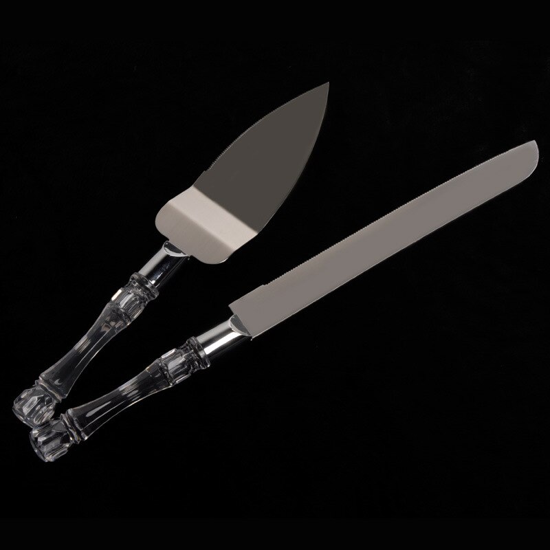 2Pc Holle Boor Handvat Bruidstaart Mes Zilveren Cake Schop Dessert Rvs Wedding Party Cake Knife Server Set messen