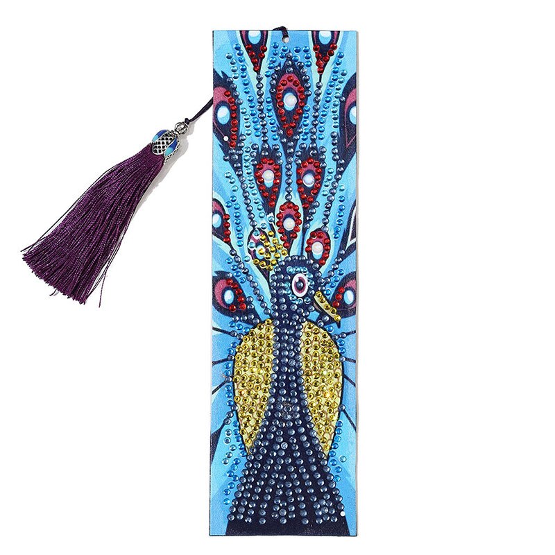 Marcapáginas de cuero con cuentas para adultos, marcapáginas con cuentas, manualidad para: peacock