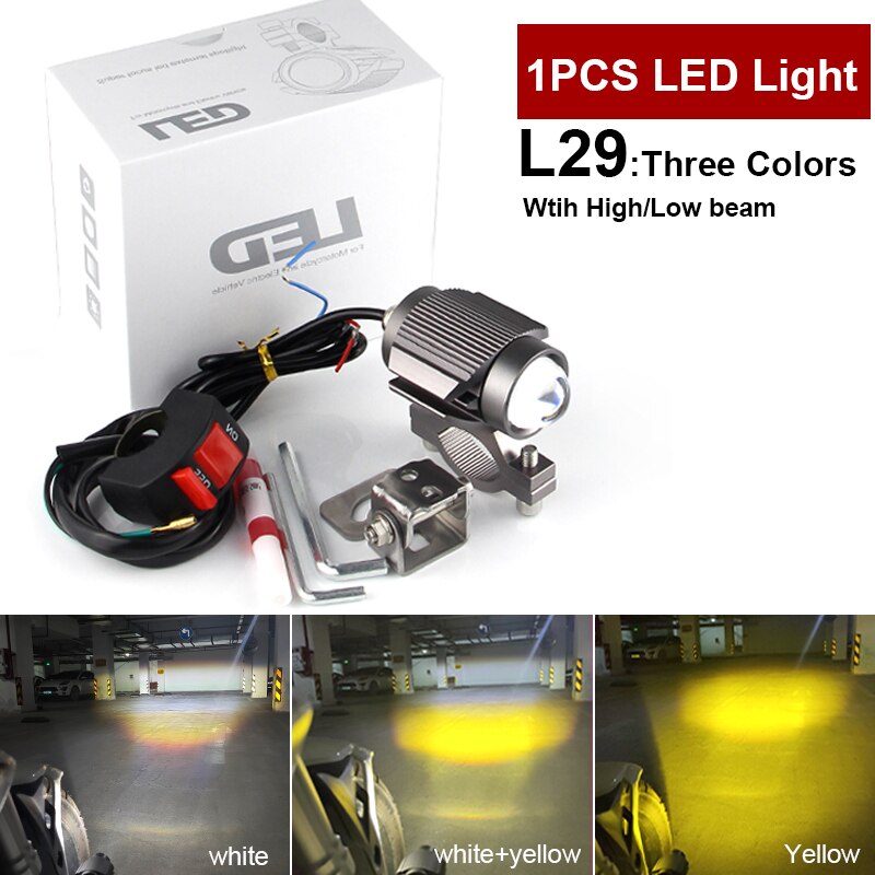 Mini projecteur LED Super lumineux L29, phare Tri-modèle de moto, lentille de voiture, ATV, feu de brouillard de conduite, projecteur auxiliaire: 1pcs L29 Tri-color