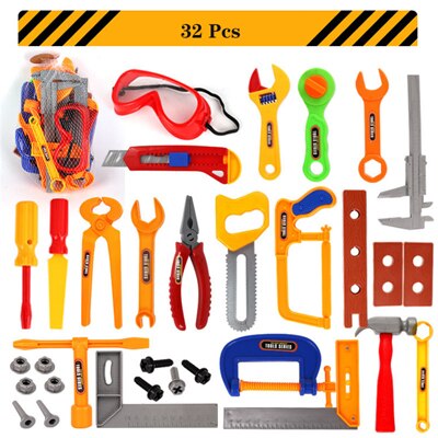 37 Diy Grensoverschrijdende Kinderen Simulatie Spel Huis Speelgoed Set Boor Helm Set Reparatie Tools Speelgoed Kleuterschool Onderwijs Levert: 32PCS
