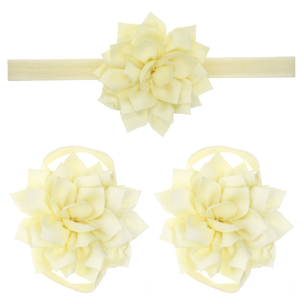 Sandalias de bebé con flores para cubrir zapatos descalzos, lazos de flores, zapatos de primeros pasos para niños, conjunto de diadema, accesorios de fotografía KFA11