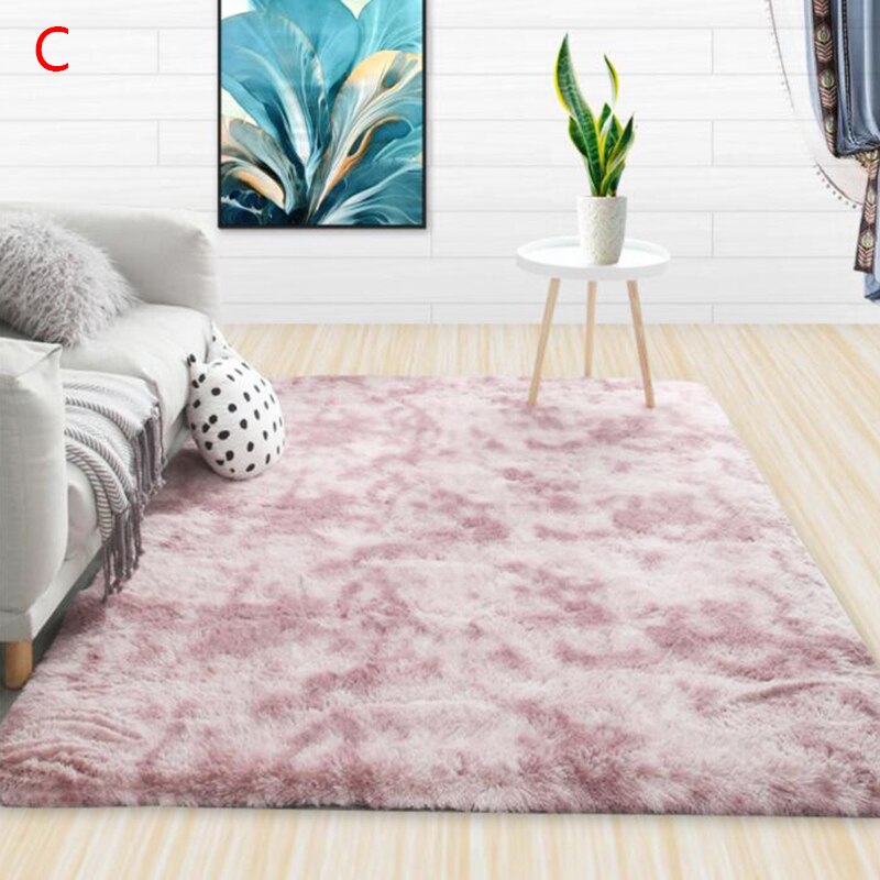Plush Carpet for Living Room Fluffy Rug Thick Bed Room Carpets Anti-slip Floor Gray Soft Rugs Tie Dyeing Velvet Kids Room Mat: C