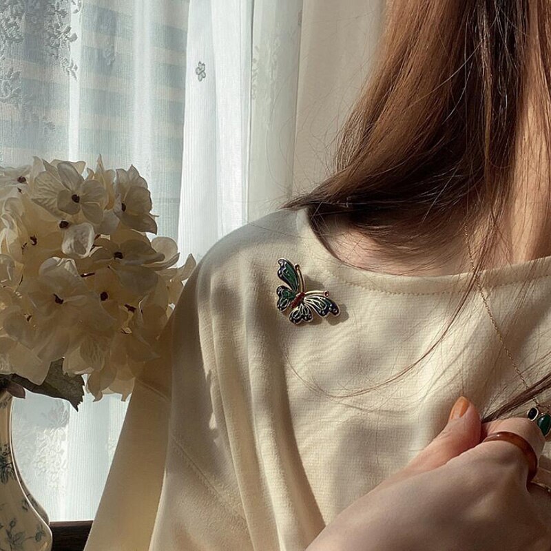 Vallen Kleurrijke Parel Enamel Broches Voor Vrouwen Grote Vlinder Broche Pin Banket Strass Accessoires Insect Broche