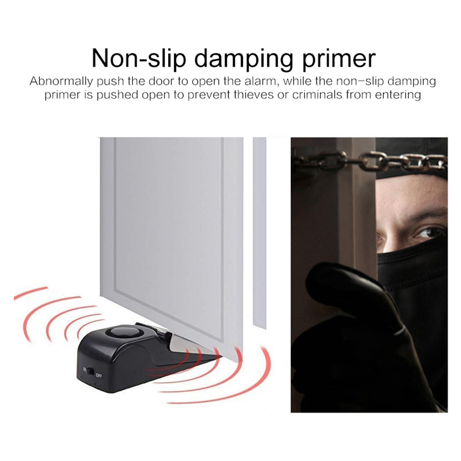 120dB Mini Wireless Vibration Alarm Door Stop Alarm for Home Wedge Shaped Stopper Alert Security Blocking System