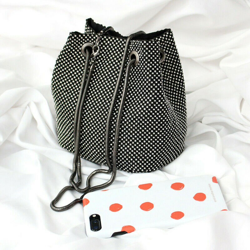Grand sac seau à bandoulière en strass pour femmes, sac à épaule de soirée, nouvelle